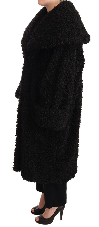 Elegante gabardina de piel negra