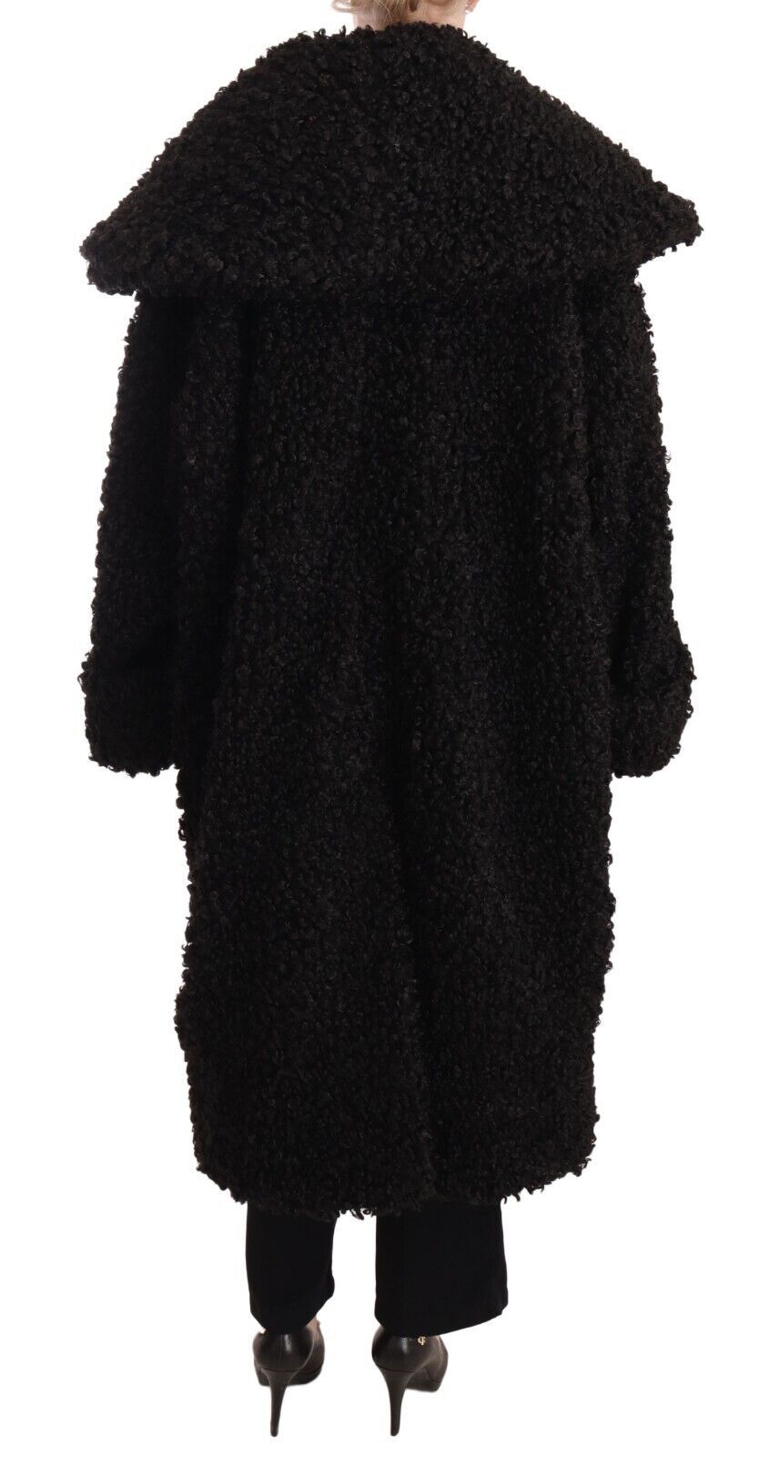 Elegante gabardina de piel negra