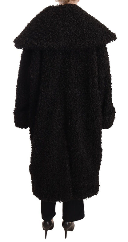 Elegante gabardina de piel negra