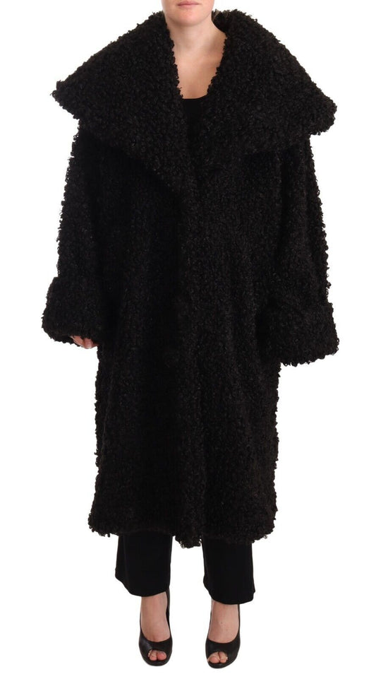 Elegante gabardina de piel negra