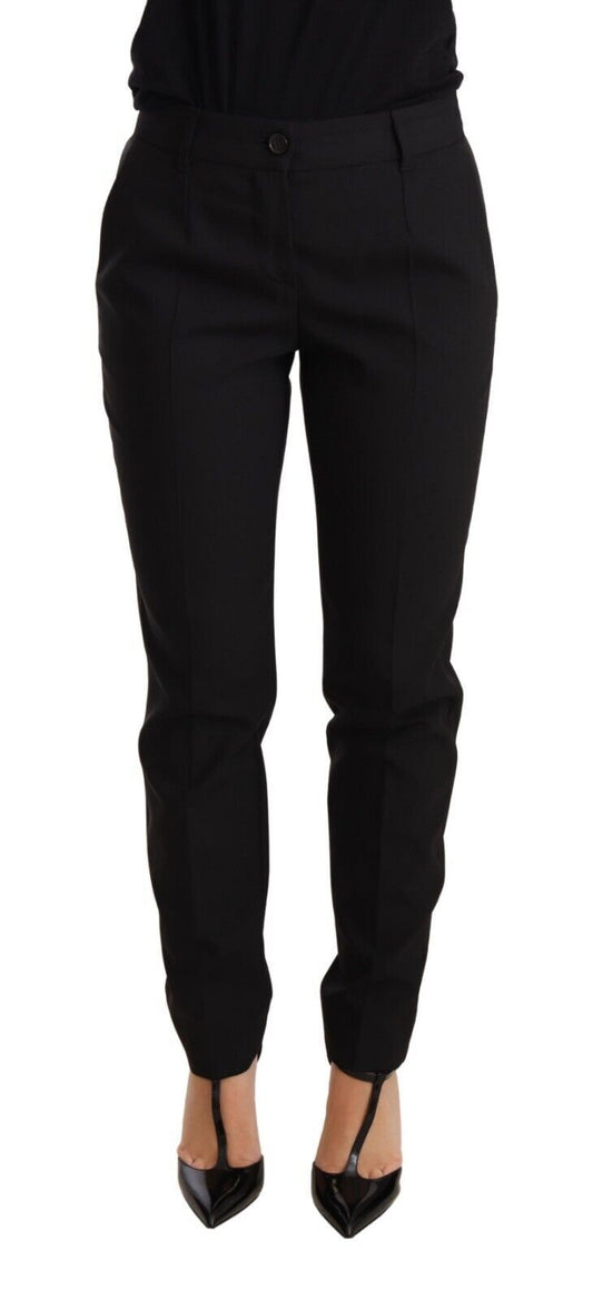 Pantalones elegantes de lana virgen de corte cónico