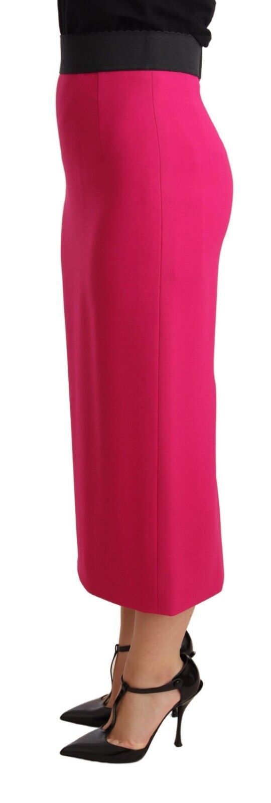 Elegante falda lápiz de cintura alta en color rosa