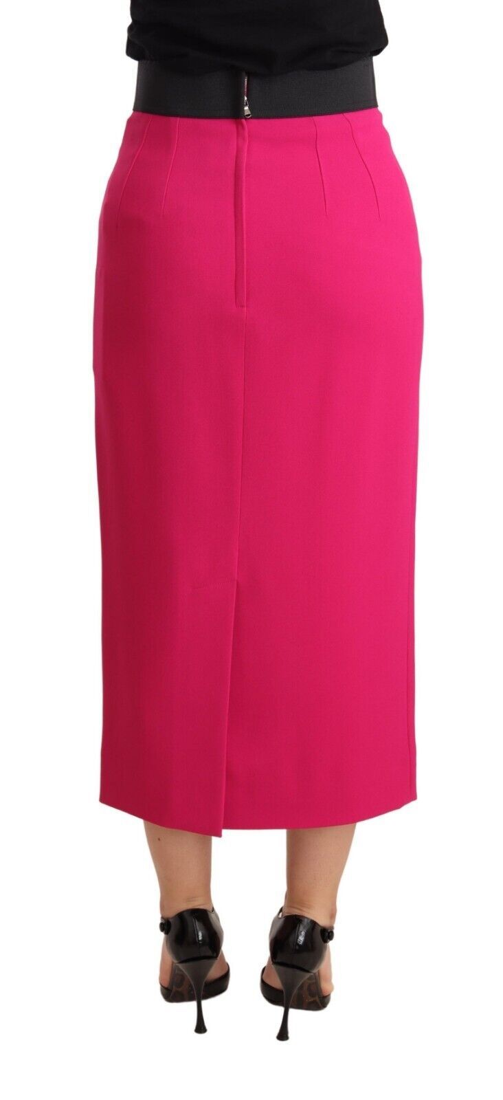 Elegante falda lápiz de cintura alta en color rosa