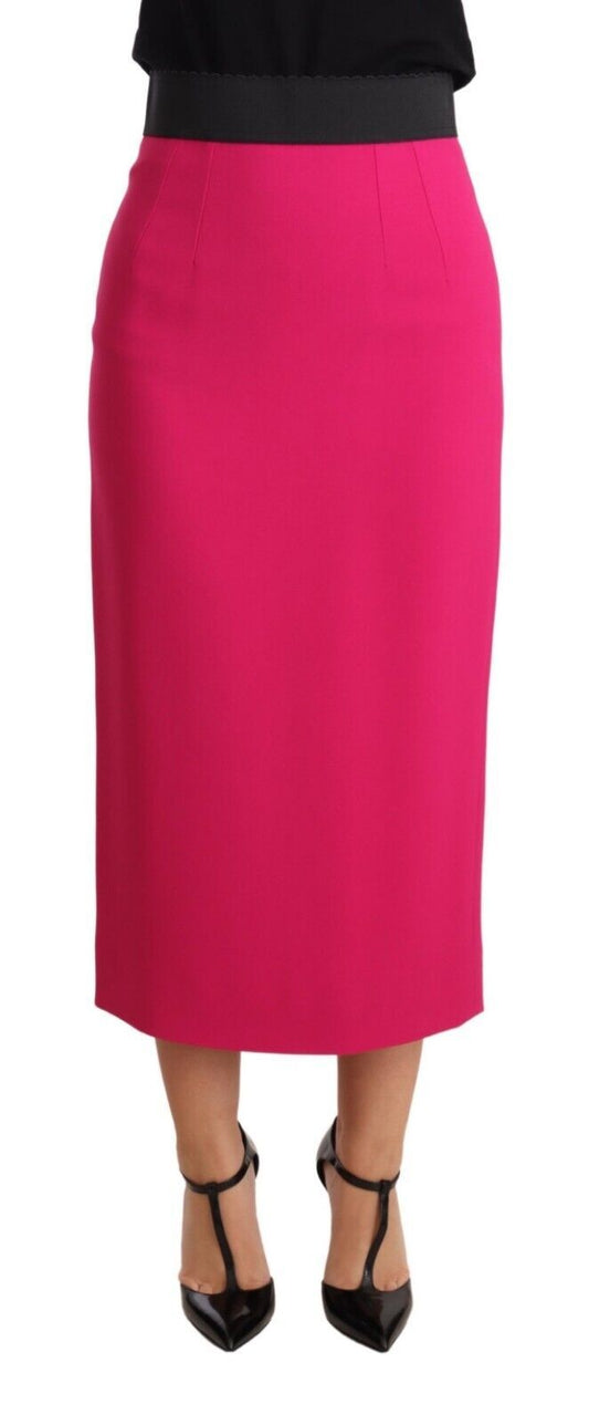 Elegante falda lápiz de cintura alta en color rosa