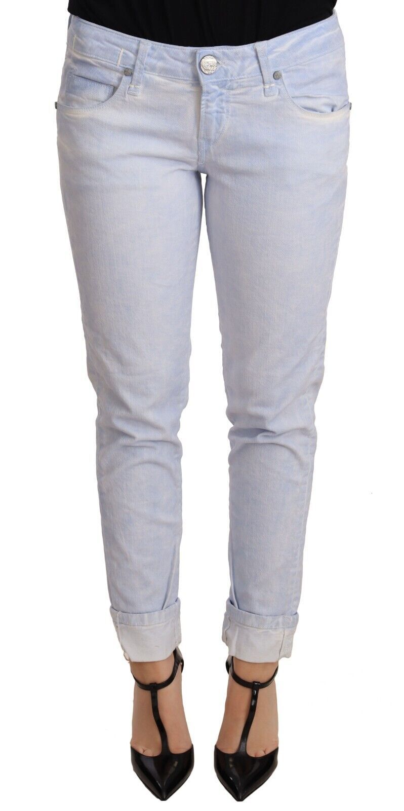 Vaqueros de mezclilla push up de algodón azul claro