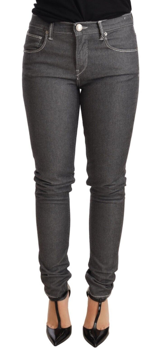 Elegantes jeans ajustados de cintura media en gris