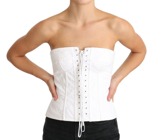 Elegante top de corsé blanco sin tirantes