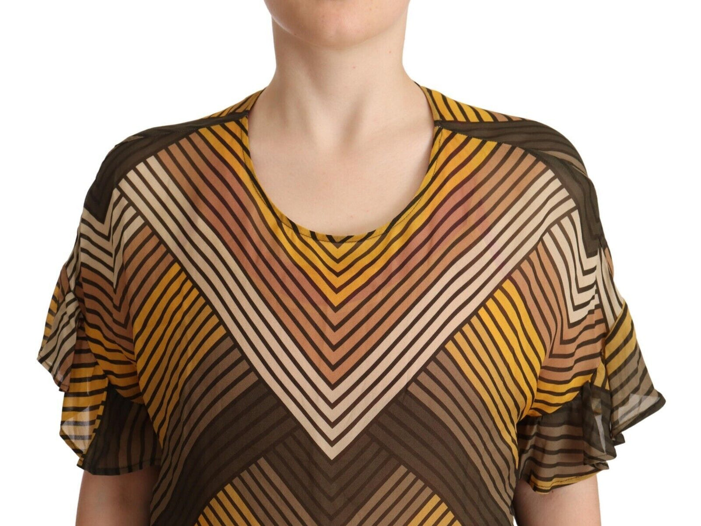 Blusa elegante de manga corta a rayas multicolor