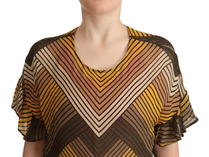 Blusa elegante de manga corta a rayas multicolor