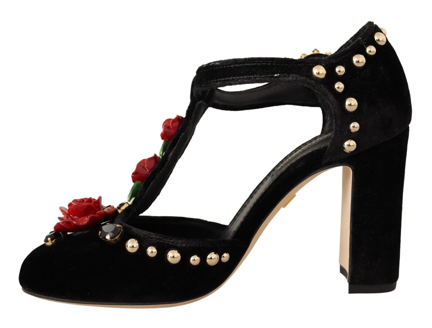 Elegantes zapatos Mary Jane de terciopelo con tira en T