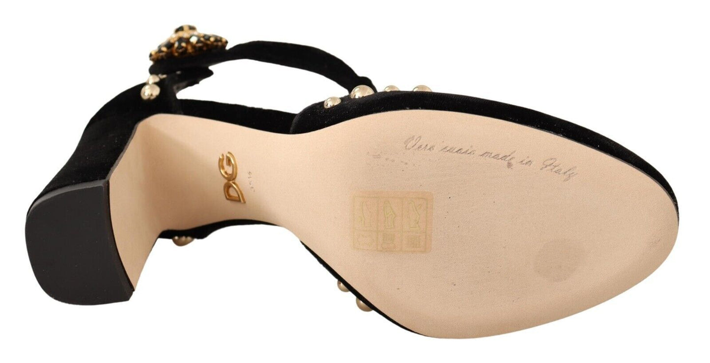 Elegantes zapatos Mary Jane de terciopelo con tira en T