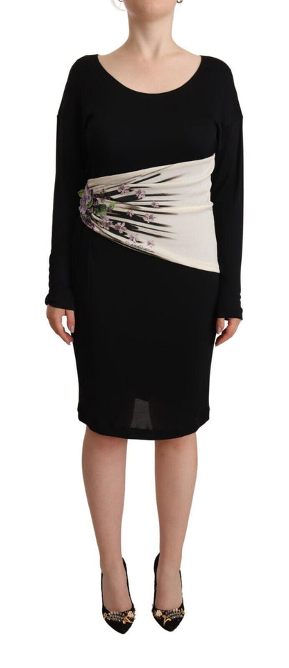 Vestido elegante de manga larga con cuello barco