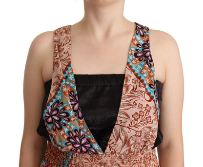 Mono elegante multicolor sin mangas con cuello en V