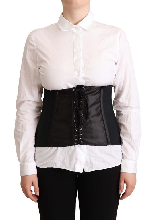 Top con cinturón y corsé negro elegante