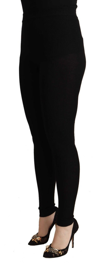 Pantalones negros de cachemira con cintura alta