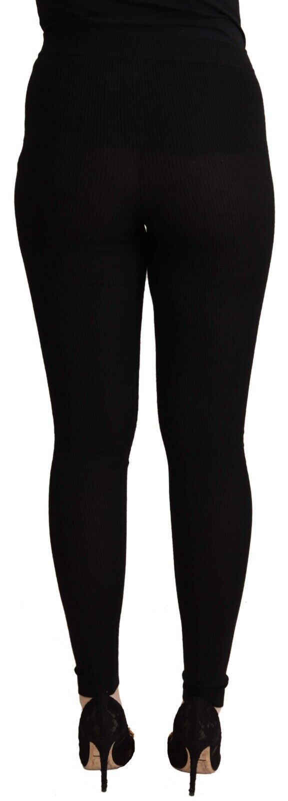 Pantalones negros de cachemira con cintura alta