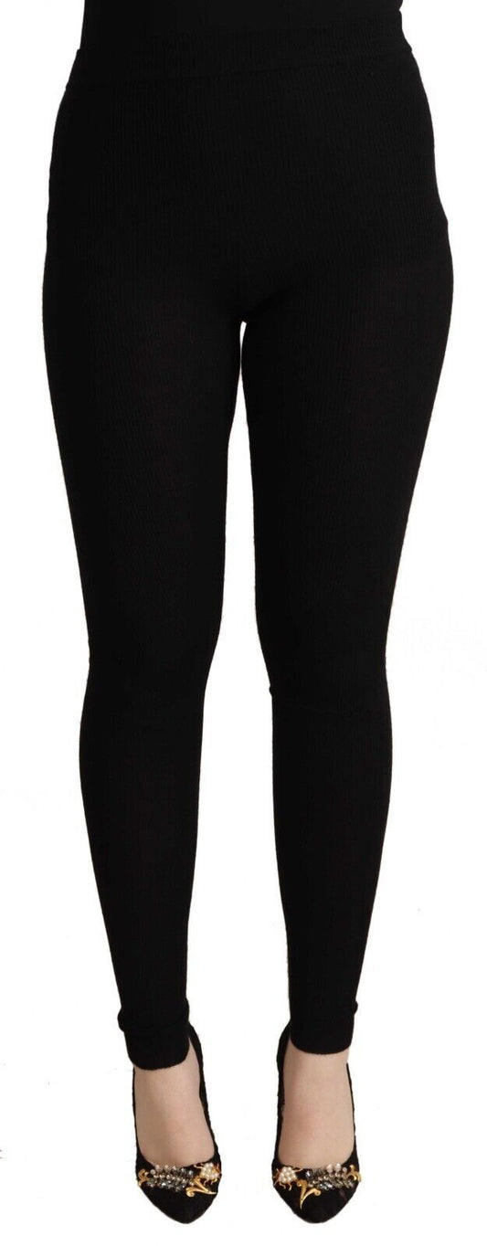 Pantalones negros de cachemira con cintura alta