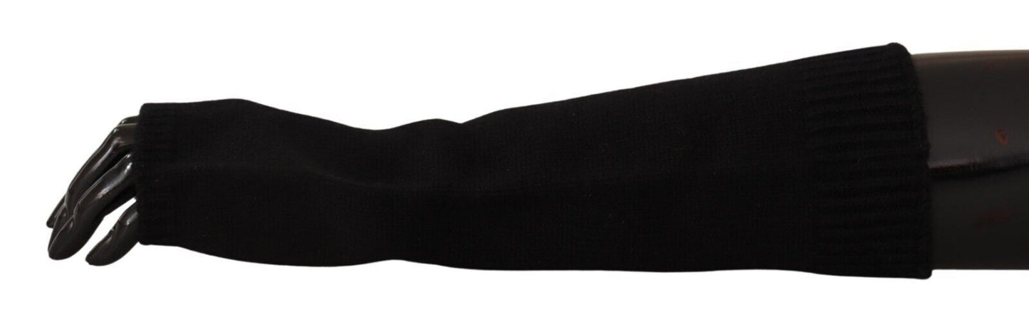 Elegantes guantes sin dedos de cachemira negra