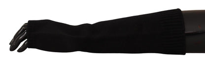 Elegantes guantes sin dedos de cachemira negra