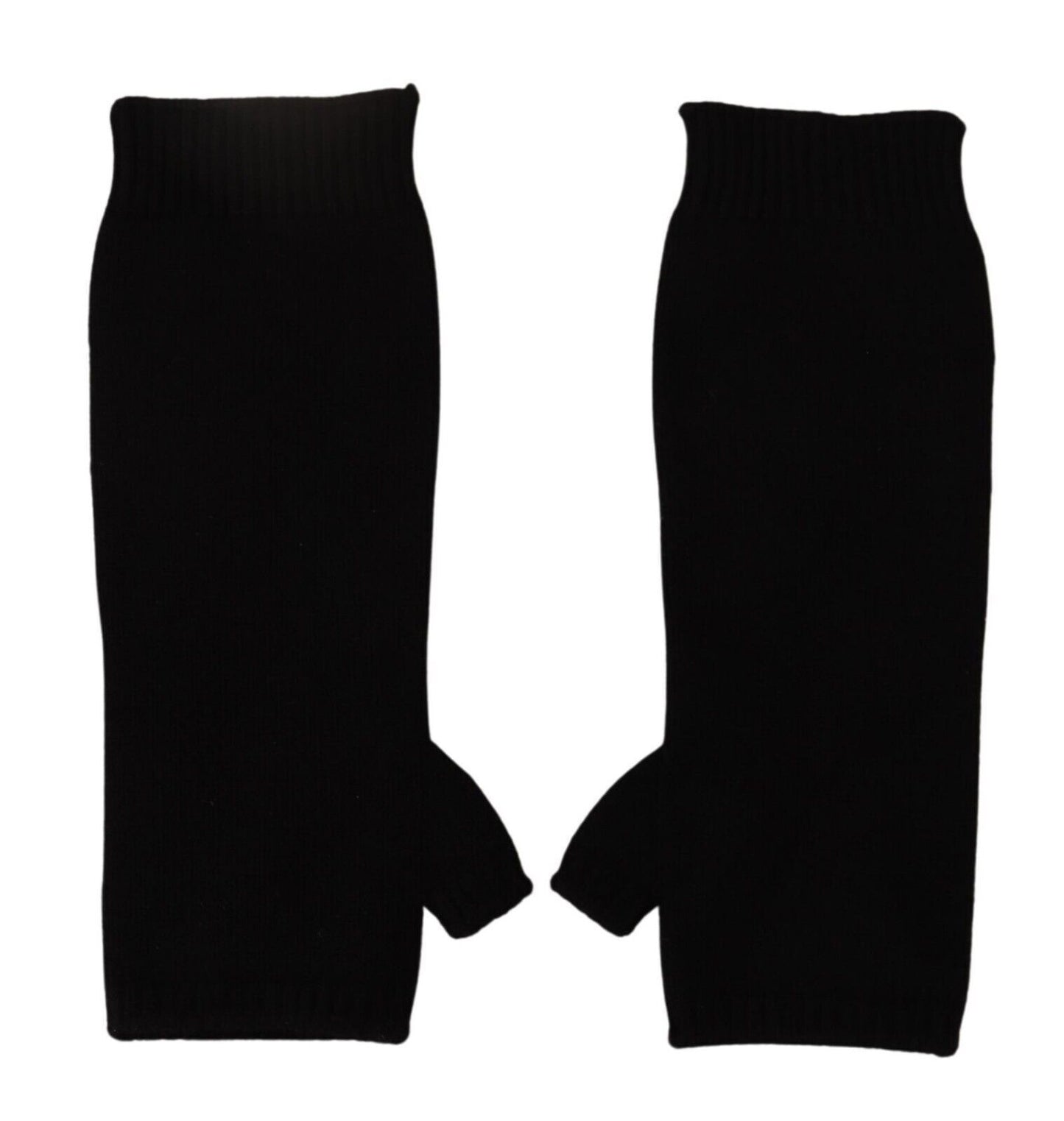 Elegantes guantes sin dedos de cachemira negra