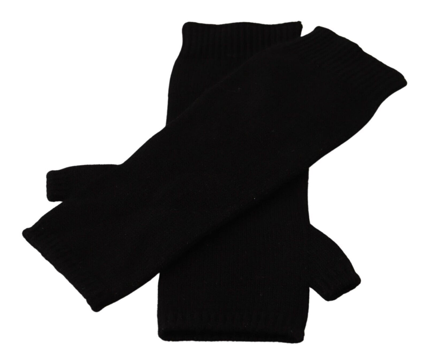 Elegantes guantes sin dedos de cachemira negra
