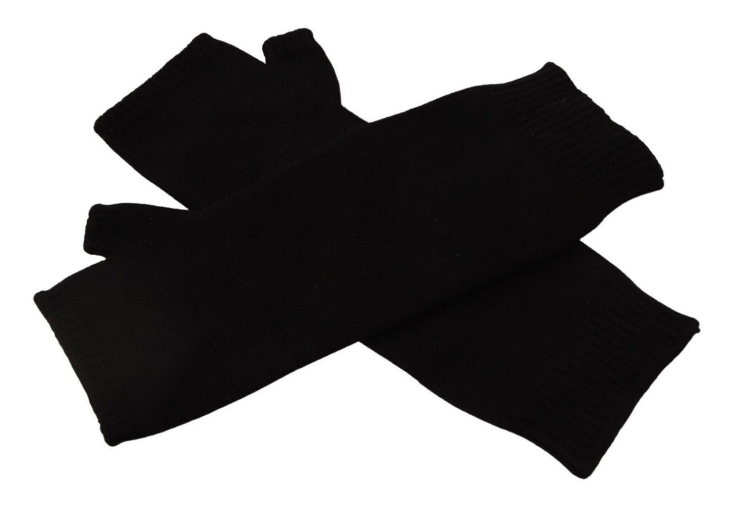 Elegantes guantes sin dedos de cachemira negra