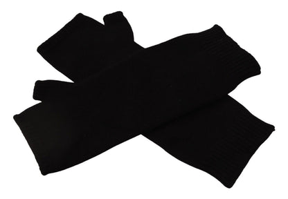 Elegantes guantes sin dedos de cachemira negra