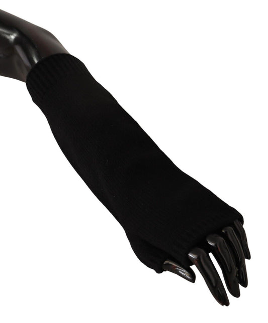 Elegantes guantes sin dedos de cachemira negra