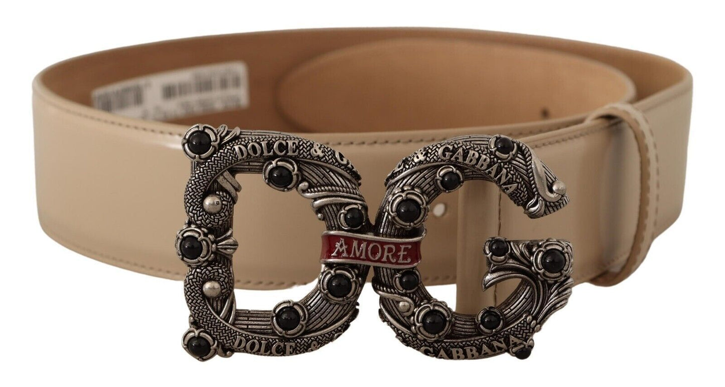 Cinturón con logotipo de latón vintage adornado con perlas