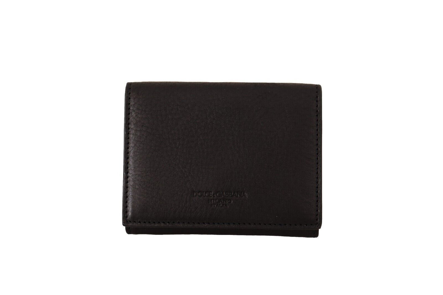 Elegante estuche multiusos de cuero negro con tres pliegues