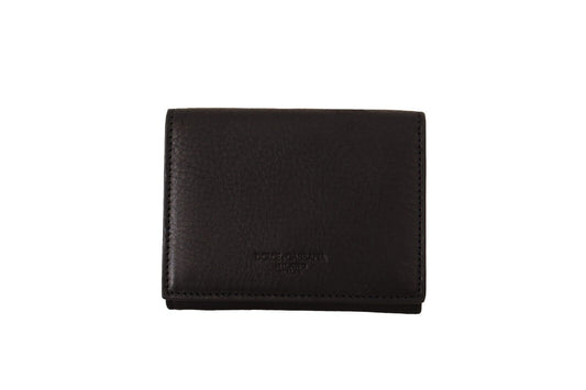 Elegante estuche multiusos de cuero negro con tres pliegues