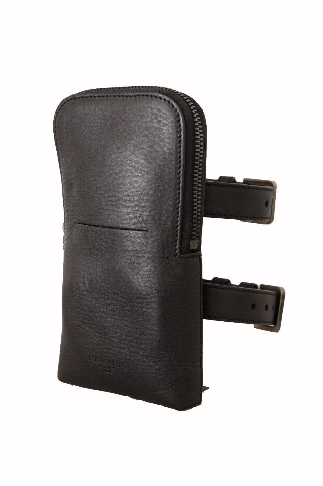 Elegante kit multiusos de cuero negro con doble correa
