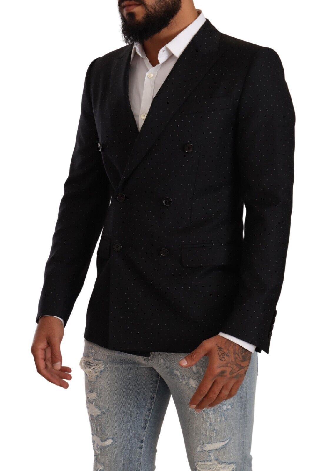Elegante blazer formal de lunares negros