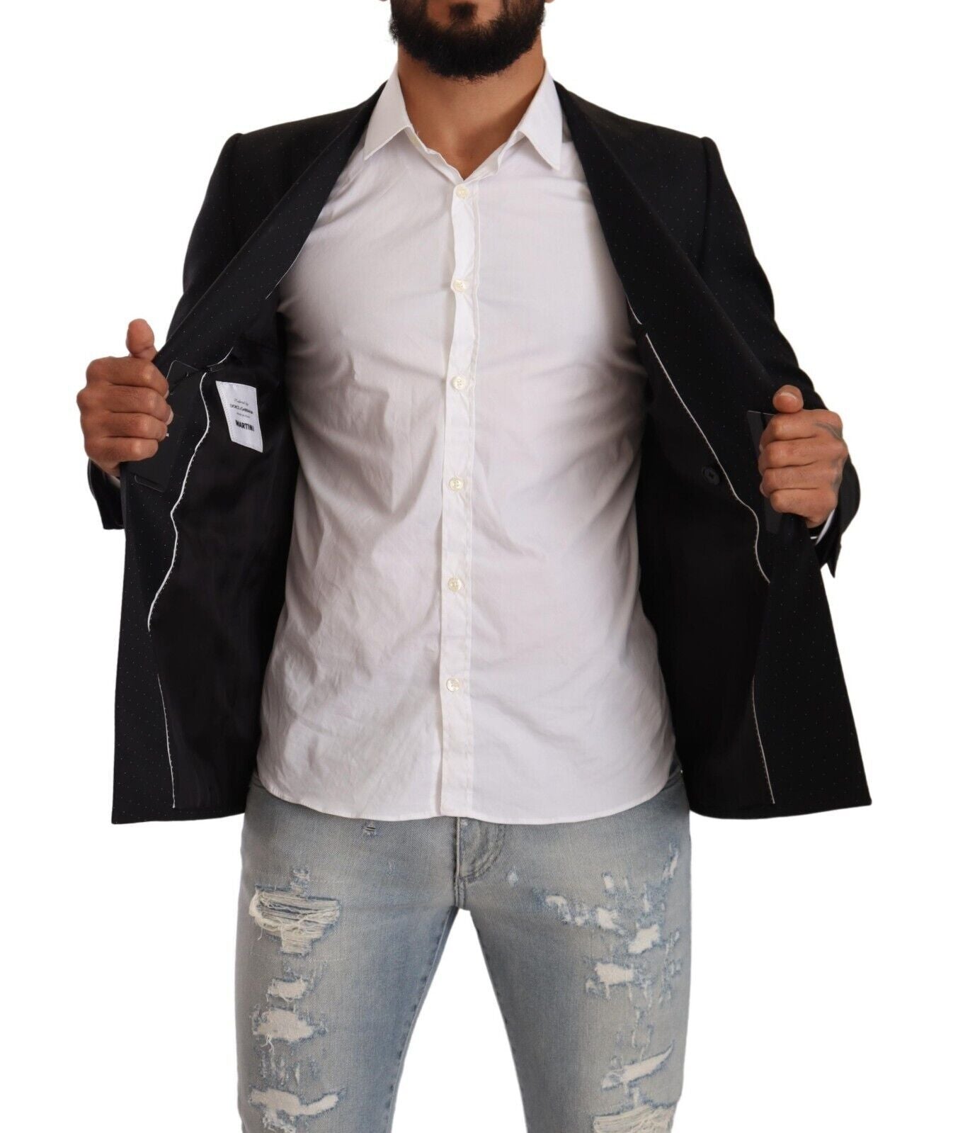 Elegante blazer formal de lunares negros
