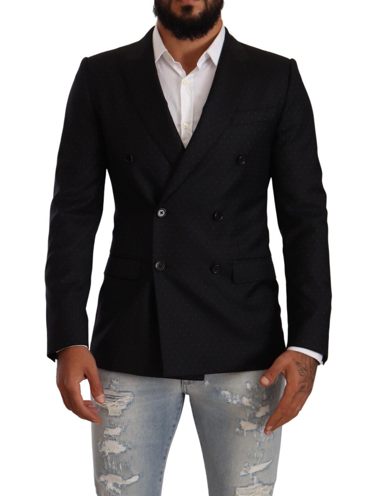 Elegante blazer formal de lunares negros