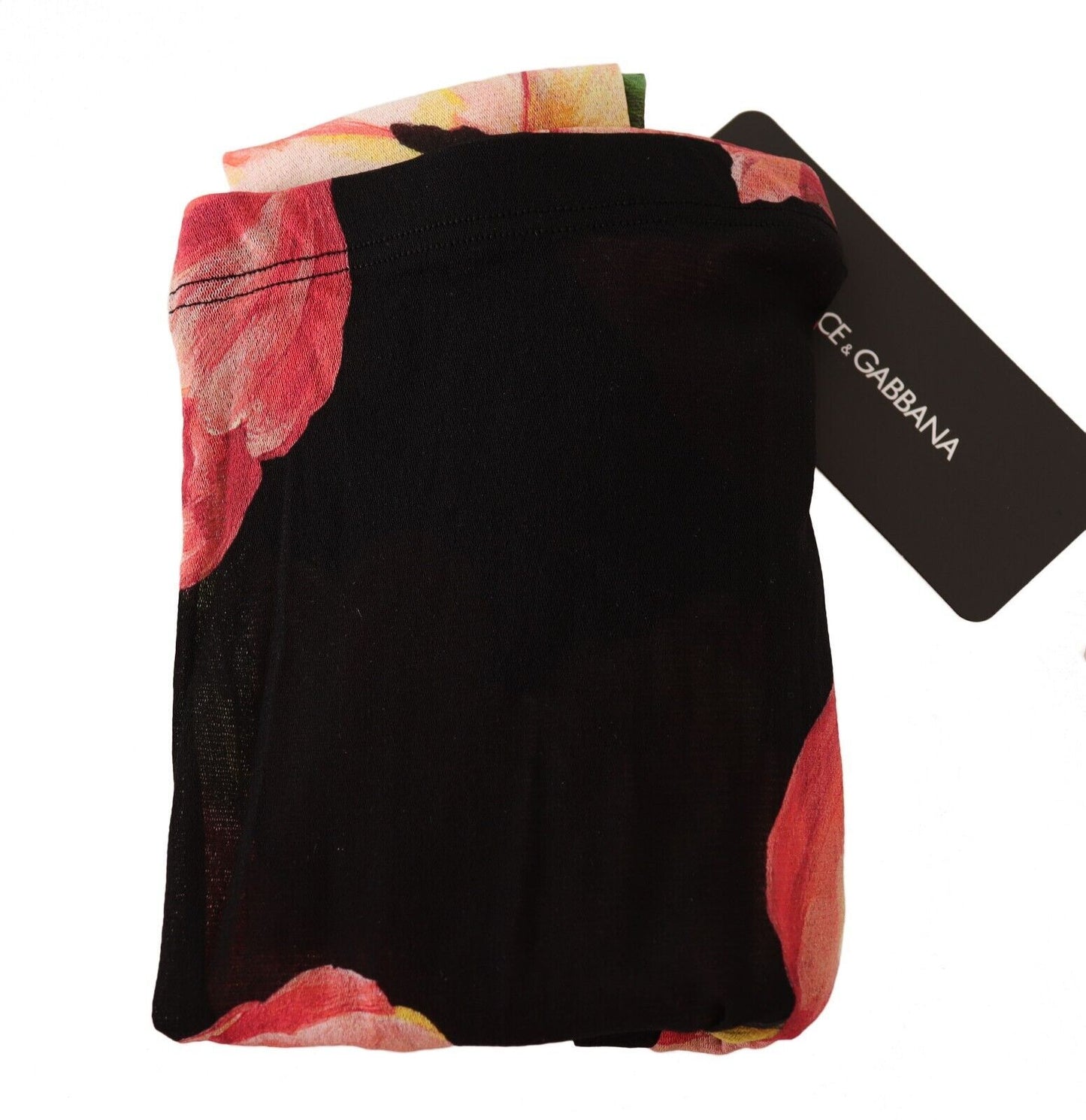 Black Floral Print Nylon Tights Stockings