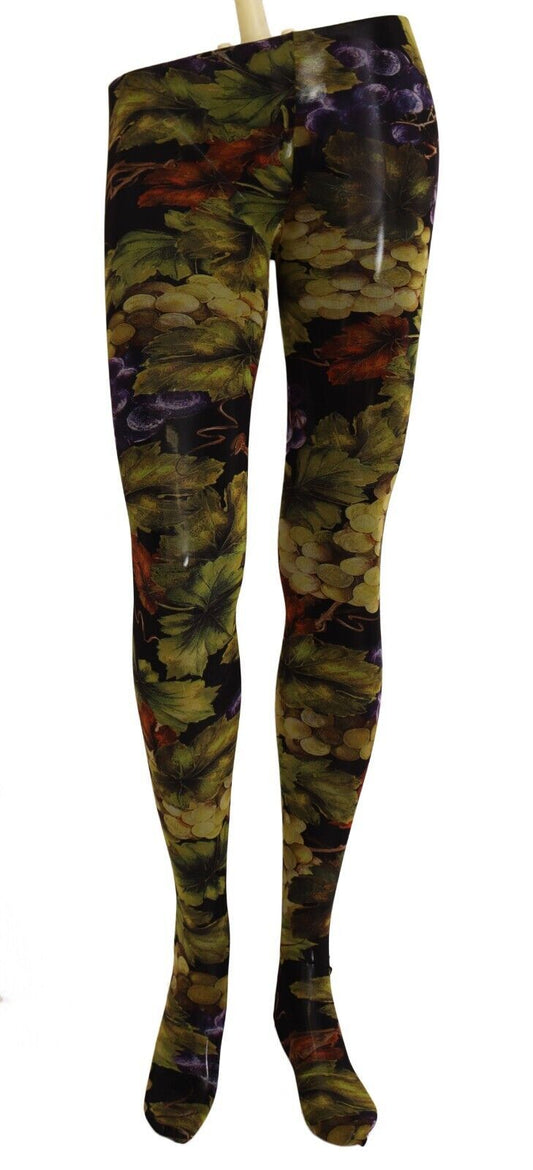 Elegantes medias de nailon con estampado de uvas negras