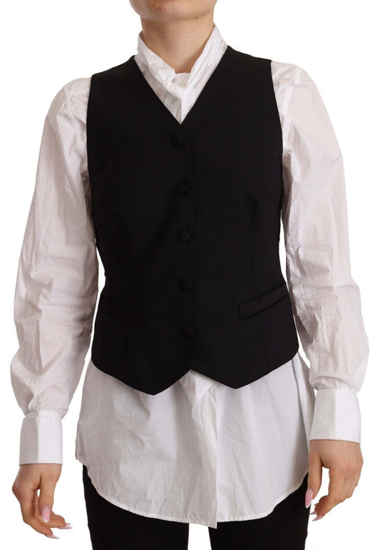 Chaleco elegante de mezcla de lana negra