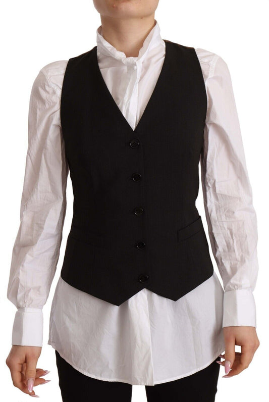 Elegante chaleco negro abotonado