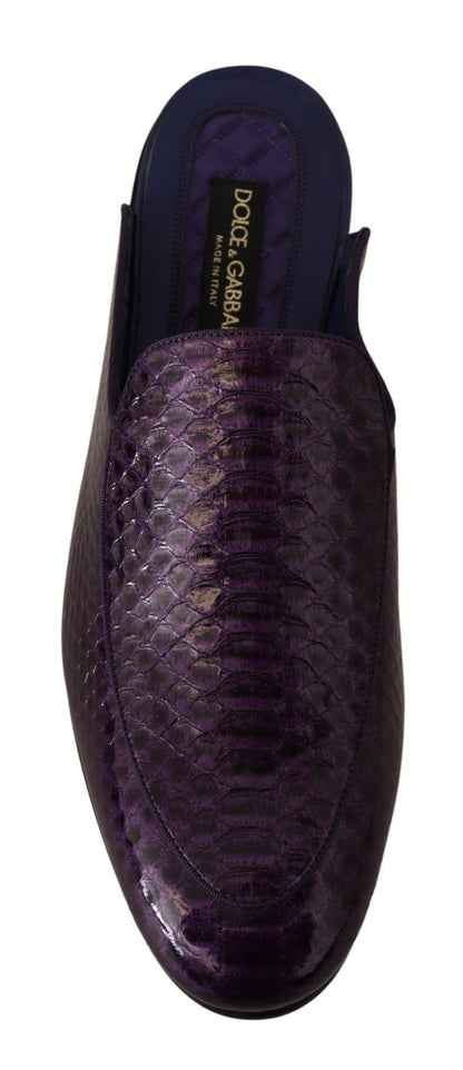Sandalias de piel de pitón exótica morada