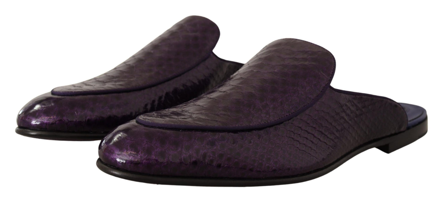 Sandalias de piel de pitón exótica morada