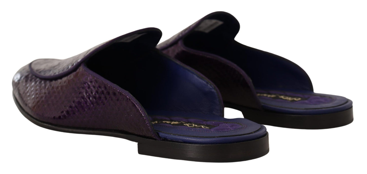 Sandalias de piel de pitón exótica morada