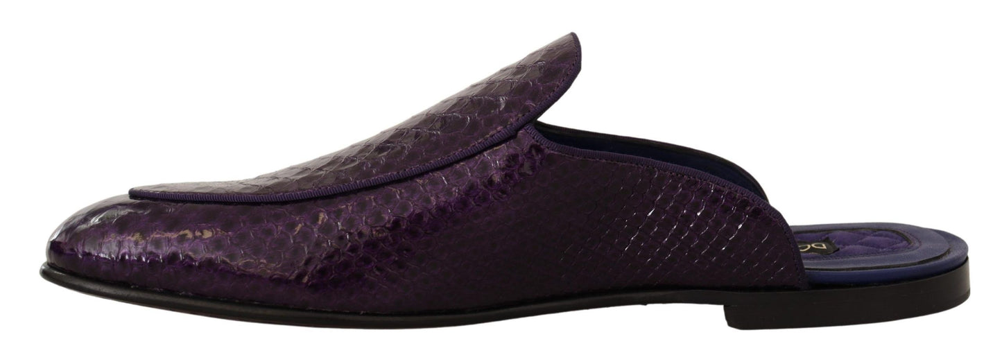 Sandalias de piel de pitón exótica morada