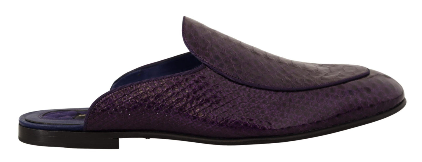 Sandalias de piel de pitón exótica morada