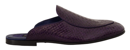 Sandalias de piel de pitón exótica morada
