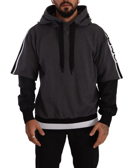 Sudadera elegante con capucha en negro y gris