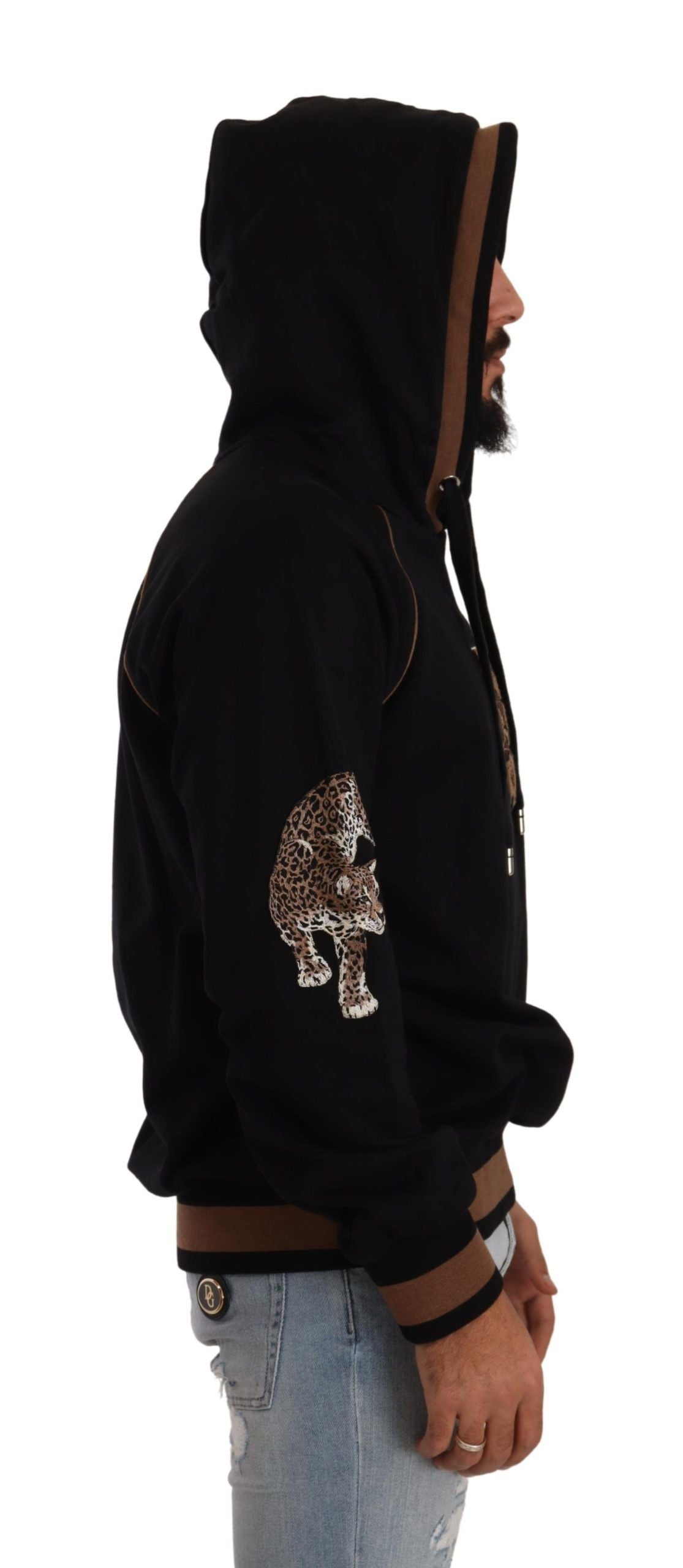 Suéter elegante con capucha y motivo de leopardo