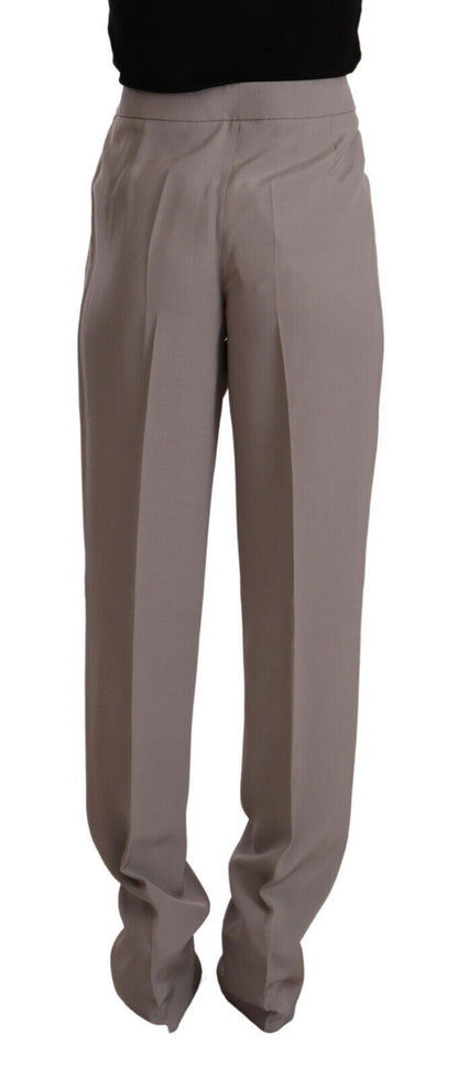 Pantalones elegantes de mezcla de seda y cintura alta