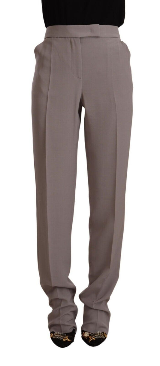 Pantalones elegantes de mezcla de seda y cintura alta