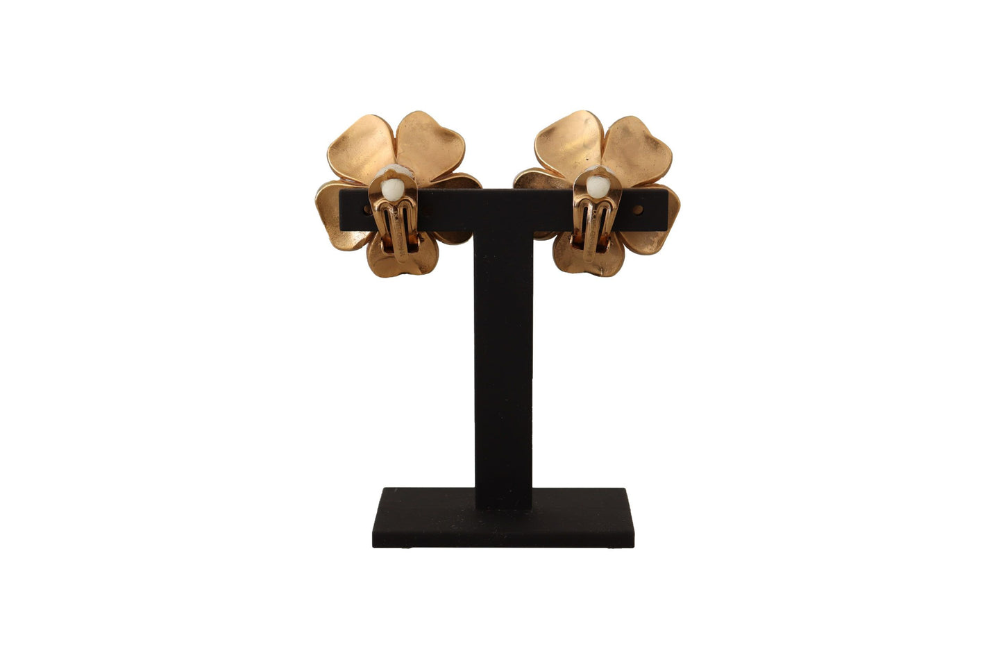 Elegantes pendientes de clip con perlas de cristal y diseño floral